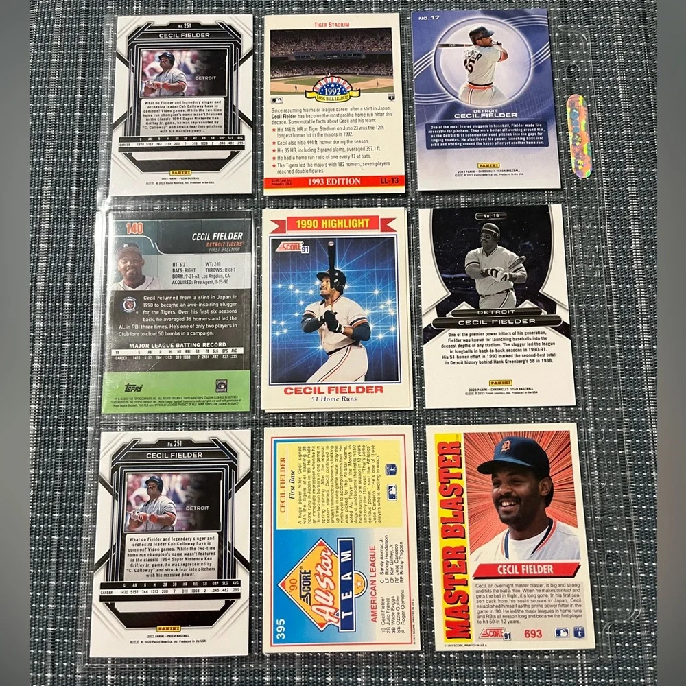 ⚾️ Cecil Fielder MLB Baseball Sports Trading Cards, Lot of 9